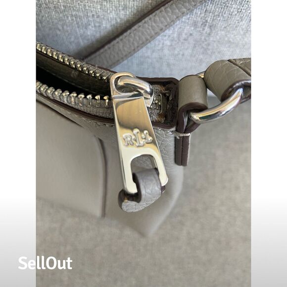 Lauren Ralph Lauren Gray Pebbled Leather Crossbody Bag Adjustable Strap Standard - Picture 5 of 5